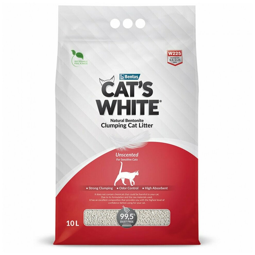 Cat's White Natural наполнитель комкующийся для кошачьего туалета натуральный без ароматизатора - 10 л