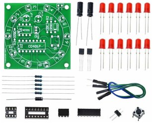 Набор для самостоятельной сборки и пайки (конструктор) "Колесо Фортуны" на микросхемах CD4017 и NE555 (Н)