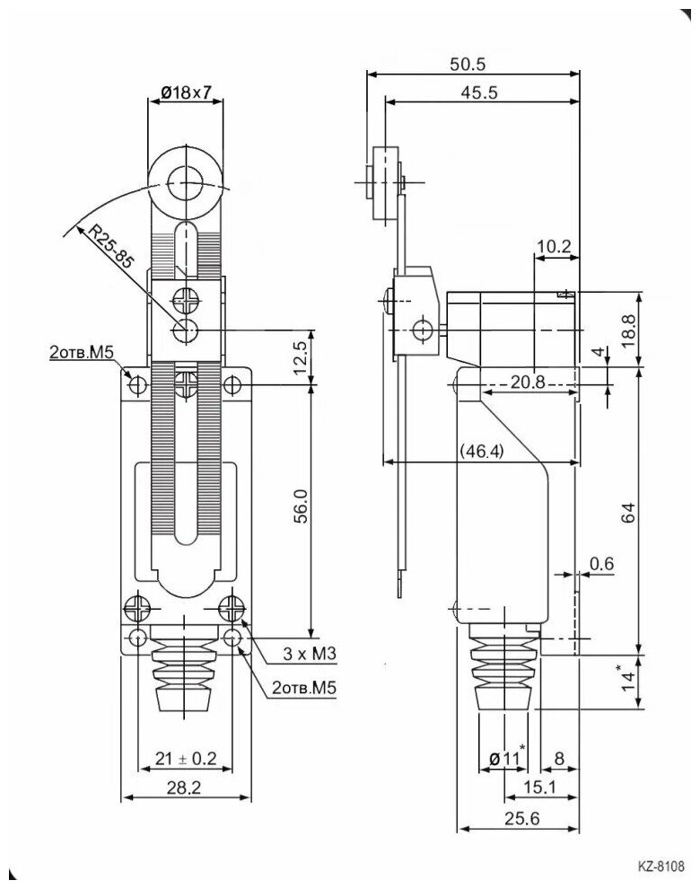 Выключатель путевой KZ-8108 (TZ-8108) Al+Zinc / RUICHI