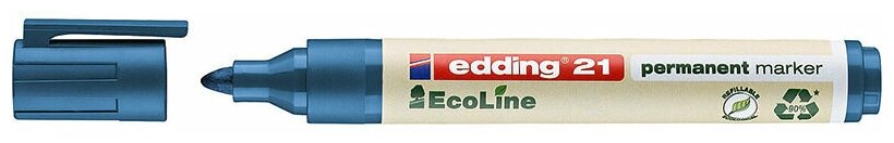 Маркер перманентный edding 21 EcoLine, заправляемый, круглый наконечник, 1.5-3 мм Синий