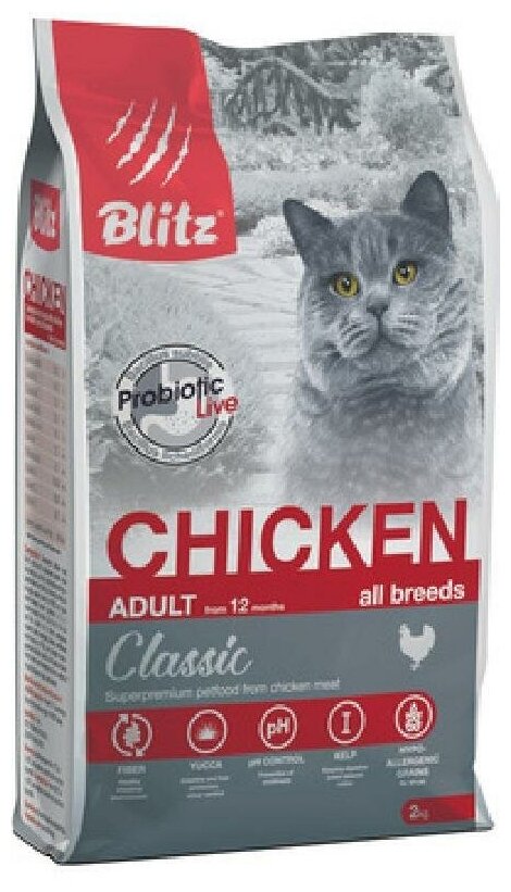 Blitz Корм для кошек с курицей BCD01-1-00400 | Classic Chicken Adult Cats All Breeds 0,4 кг 53598 (5 шт)