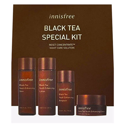 Набор антиоксидантных миниатюр для ночного восстанавливления кожи INNISFREE Black Tea Special Kit 4pcs