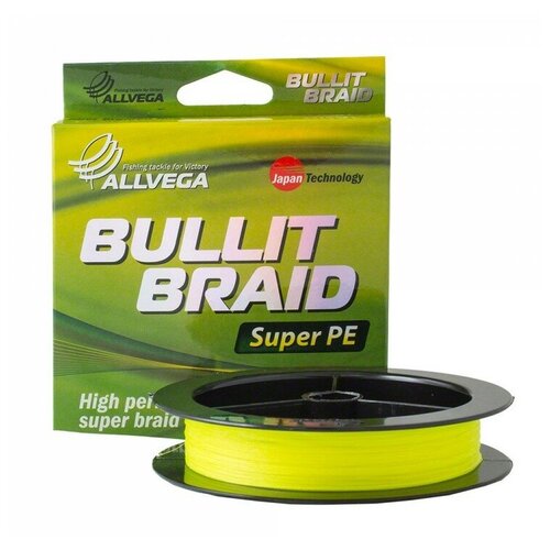 Леска плетеная ALLVEGA Bullit Braid hi-vis yellow 0.12 92м