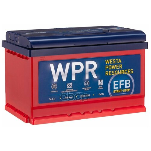 WPR 574114311 аккумулятор efb 6ст-74vlr lb 74ah 710a 276х175х175 полярность 0