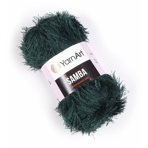 Пряжа для вязания YarnArt Samba (ЯрнАрт Самба) - 2 мотка 590 темный изумруд, травка, фантазийная для игрушек 100% полиэстер 150м/100г