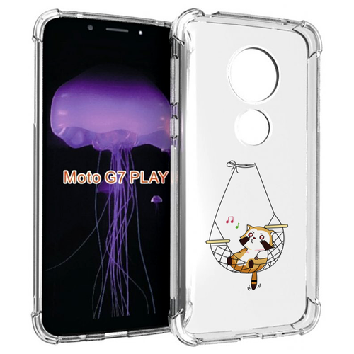 Чехол MyPads енот-на-гамаке для Motorola Moto G7 Play задняя-панель-накладка-бампер