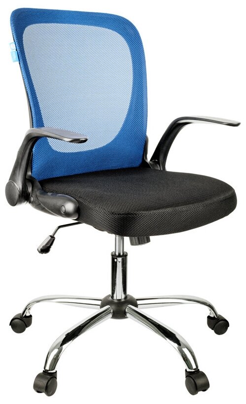 Кресло офисное Helmi HL-M04 "Active", ткань, спинка сетка синяя/сиденье TW черн, рег.подлокот,хром