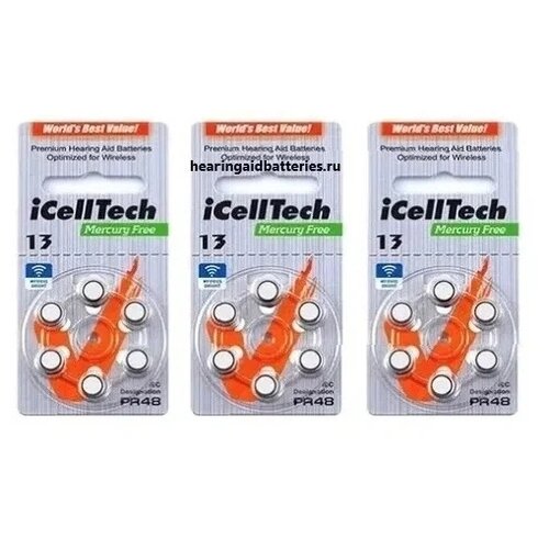 Батарейка iCellTech №13, 3 уп., в упаковке: 6 шт.