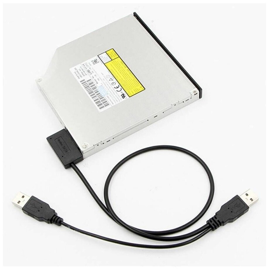 Адаптер - переходник USB 20 - Slimline SATA 6p+7p для оптических приводов ноутбука