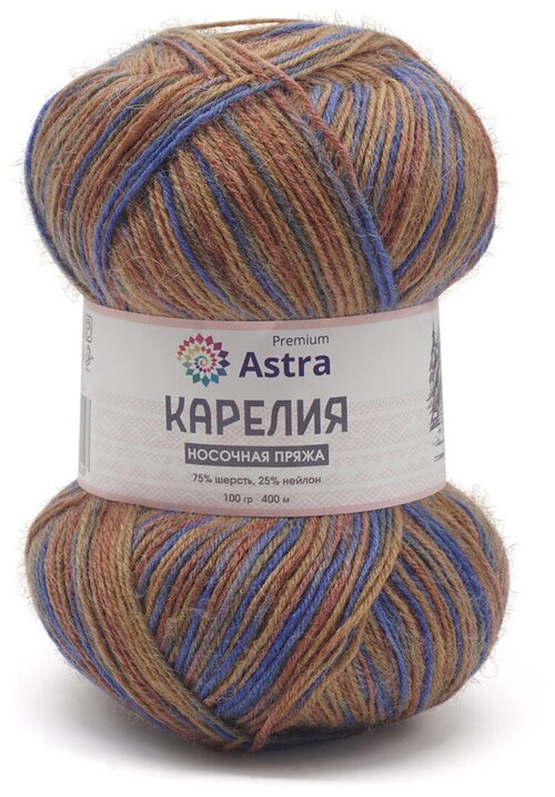 Пряжа Astra Premium Карелия носочная (Karelia sock) 100гр 400м (75% шерсть, 25% нейлон)(1005), шт