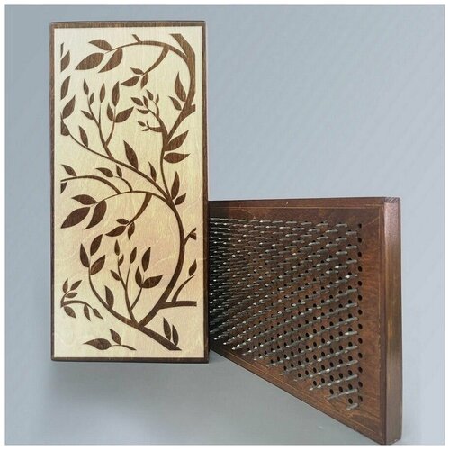 фото Доска садху с динамическими гвоздями, шаг 10мм, цвет венге модель листья - 3 сила души и тела