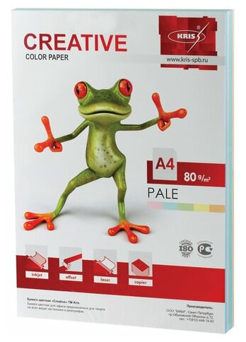 Бумага цветная CREATIVE color (Креатив) А4 80 г/м2 250 л. (5 цветов х 50 листов) микс пастель 2 шт