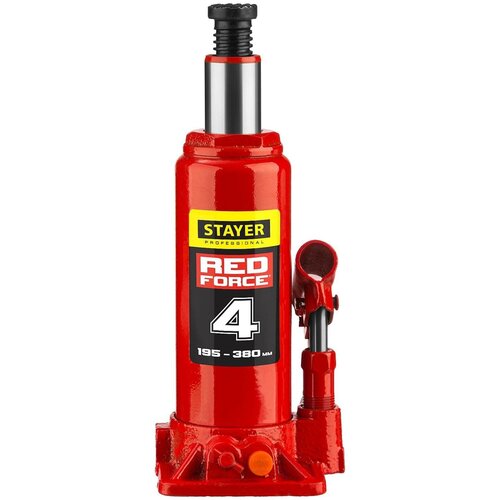 Домкрат гидравлический бутылочный Stayer "Red Force" 43160-4-K в кейсе
