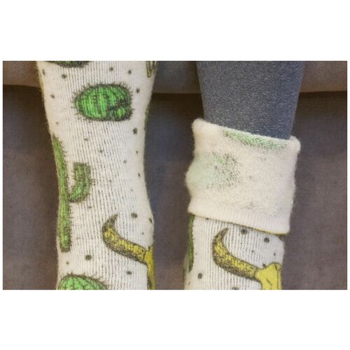 фото Носки шерстянки, размер 35/38, зеленый, белый, желтый