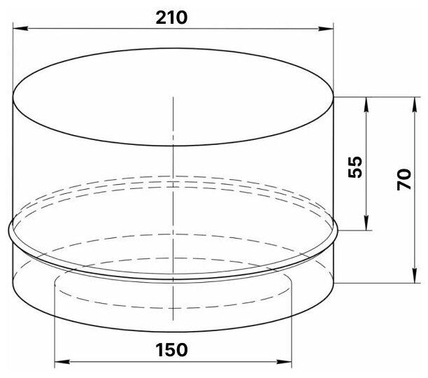 Заглушка с отверстием 150х210 (430/0,5мм) нержавеющая сталь Феррум - фотография № 3