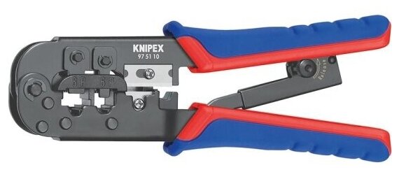 Клещи обжимные Knipex 97 51 10, штекеров типа Western, вороненая сталь, 190 mm