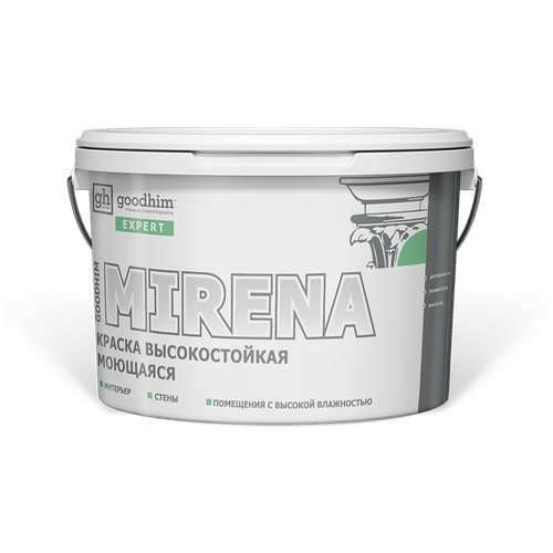 Краска латексная Goodhim Expert MIRENA RAL 120-60-05 серый 2.4 л 3.72 кг краска латексная goodhim expert mirena влагостойкая моющаяся белый 3 72 кг