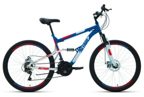 Горный велосипед Altair MTB FS 26 2.0 disc 2020-2021, синий/красный