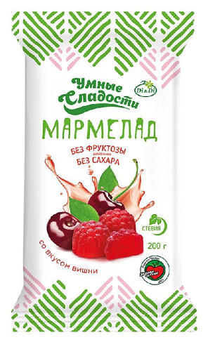 Мармелад «Умные сладости» желейно-формовой со вкусом вишни, 200г - фотография № 2