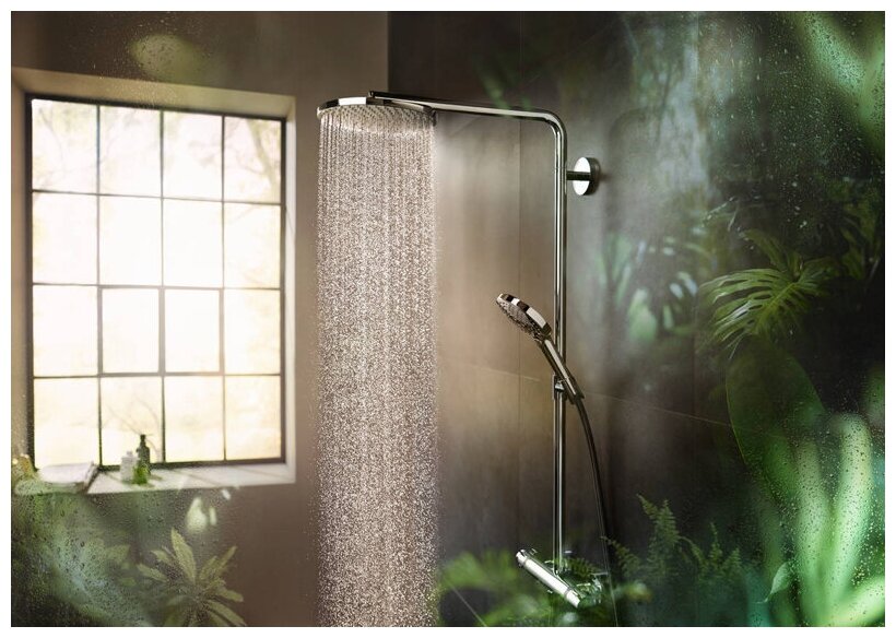 Душевая система Hansgrohe Raindance Select S 240 PowderRain 1jet Showerpipe 27633670, черный матовый - фотография № 3