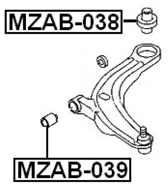 Сайлентблок передний переднего рычага, FEBEST MZAB039