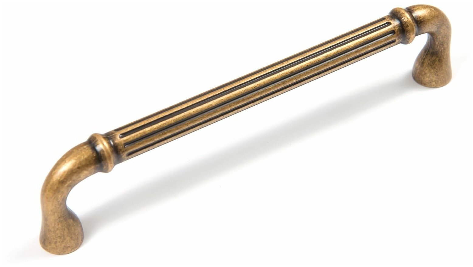 Ручка мебельная RIGATA, длина - 139 мм, установочный размер - 128 мм, цвет -MAB - Матовая старинная латунь, материал-цинк-алюминий, RS531MAB