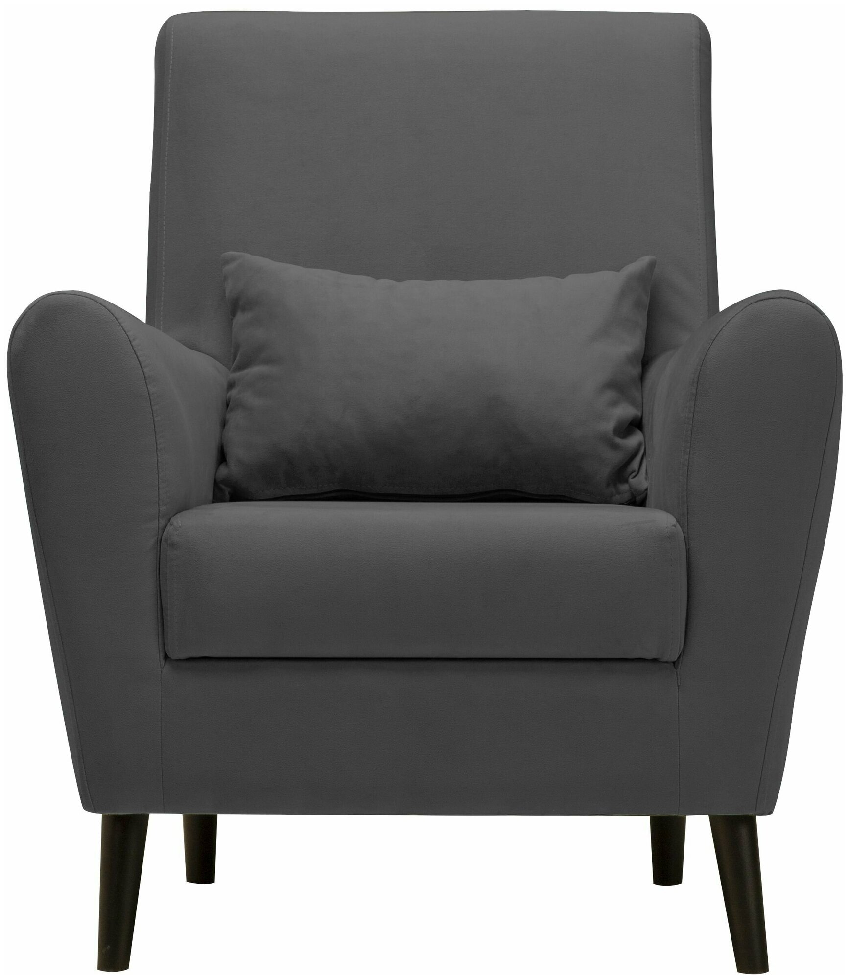 Кресло Либерти мягкое для отдыха, с подушкой, на ножках, велюр Zara gray 18