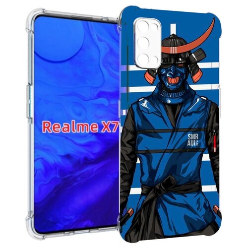 Чехол задняя-панель-накладка-бампер MyPads самурай в синей форме для Realme X7 чехол mypads самурай в синей форме для xiaomi black shark 5 задняя панель накладка бампер