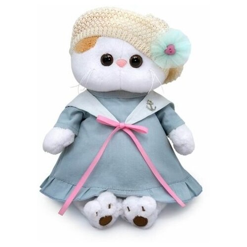 Мягкая игрушка кошечка Ли-Ли в морском платье и вязаном берете - подруга кота Басика, 27 см / Подарочная коробка в комплекте