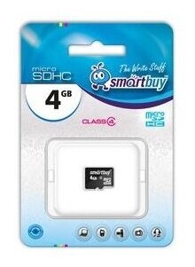 Карта памяти microSDHC 4GB Class 4Smartbuy