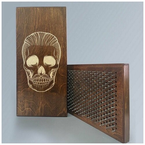 фото Доска садху с динамическими гвоздями, шаг 10мм, цвет венге модель череп барбершоп хипстер - 1612 сила души и тела