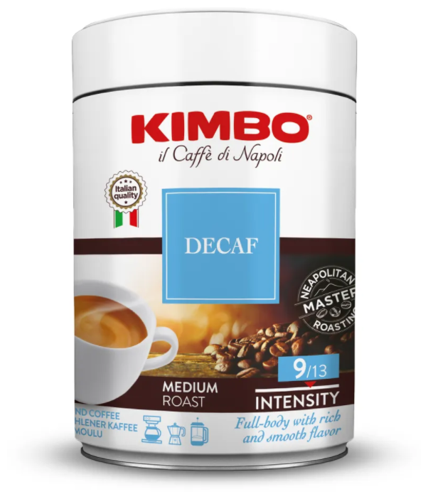 Кофе Kimbo Decaffeinato Эспрессо б/кофеина молотый 250г, ж/б - фотография № 3