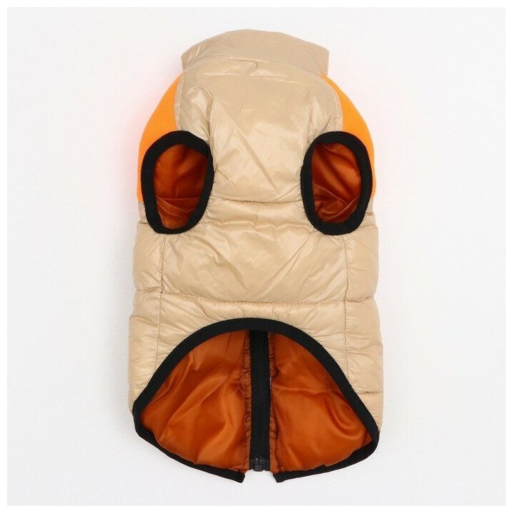 Куртка для собак Sima-land на молнии, размер 10, бежевая с оранжевым (6968354) - фотография № 7
