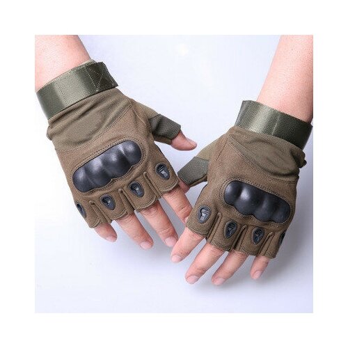 фото Тактические перчатки для мужчин без пальцев army tactical gloves, цвет олива - xl gregorini