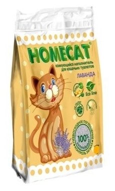 HOMECAT Эколайн Лаванда 12 л комкующийся наполнитель для кошачьих туалетов с ароматом лаванды - фотография № 4