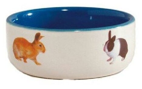 Beeztees Миска керамическая с изображением кролика, голубая 300мл*11,5см - фотография № 2