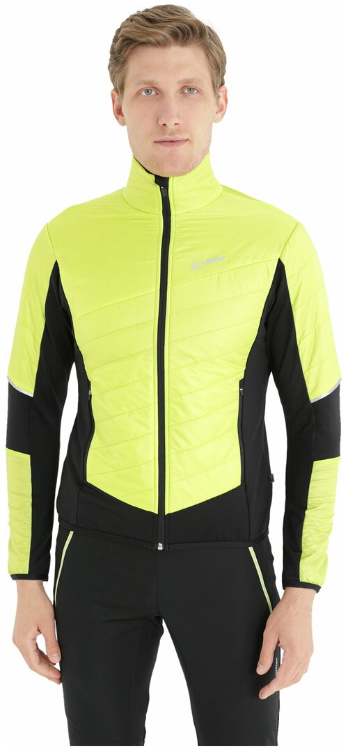 Куртка Loffler M Hybridjacket PL60, силуэт прилегающий, светоотражающие элементы, карманы, без капюшона, ветрозащитная, размер 50, зеленый