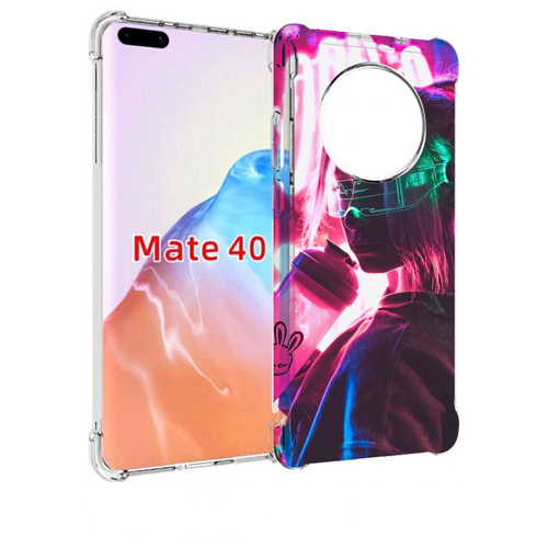 Чехол MyPads девушка неоновый фон женский для Huawei Mate 40 / Mate 40E задняя-панель-накладка-бампер