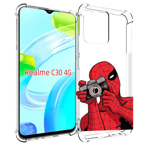 чехол mypads один дома детский для realme c30 4g narzo 50i prime задняя панель накладка бампер Чехол MyPads человек паук фотограф детский для Realme C30 4G / Narzo 50i Prime задняя-панель-накладка-бампер