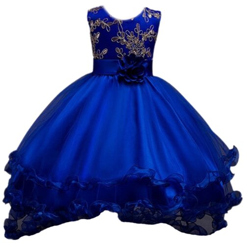 Нарядное платье со шлейфом, размер 122-128, синее