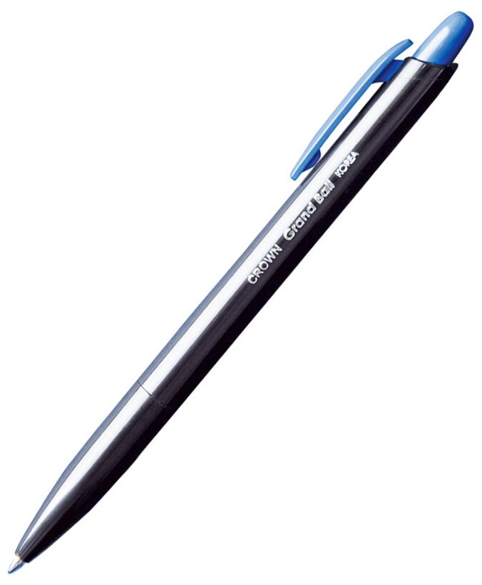 Ручки шариковые синие автоматические набор для школы 24 штуки/ выгодный комплект Crown "Grand Ball" масляные чернила линия письма 0,7 мм, тонкий удобный корпус/канцелярия для офиса