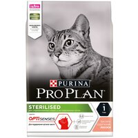 Сухой корм Pro Plan для стерилизованных кошек и кастрированных котов, для поддержания органов чувств, с высоким содержанием лосося 3 кг х 1 шт