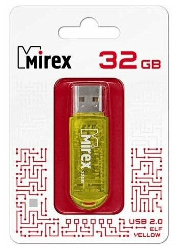 Накопитель USB 2.0 32GB Mirex ELF 13600-FMUYEL32 жёлтый (ecopack)