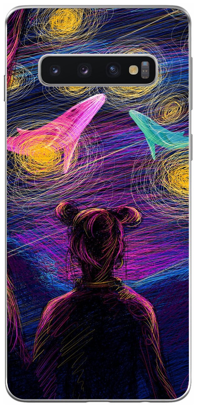 Силиконовый чехол Mcover на Samsung Galaxy S10 с рисунком Девочка космос