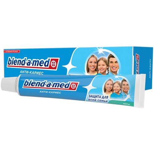Зубная паста Blend-a-med Анти-кариес Защита для всей семьи Мята, 50 мл, 50 г зубная паста blend a med анти кариес защита для всей семьи мята 100 мл