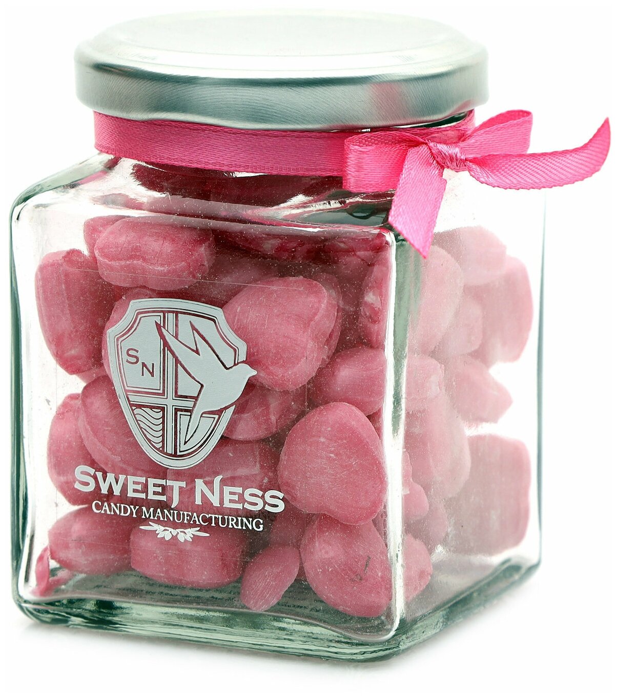 Карамельные сердечки со вкусом малины в стеклянной банке, Sweet Ness 130 гр 1 шт - фотография № 8