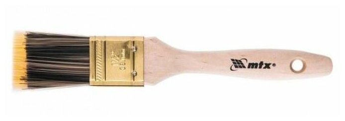 Кисть плоская MTX 1.5" жесткая золотистая искусственная щетина деревянная ручка 83218