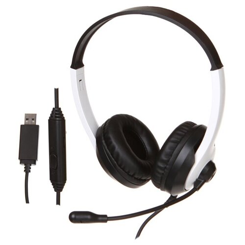 Наушники с микрофоном A4Tech Fstyler Fh100u белый/черный 2м накладные USB оголовье (fh100u) Fh100u .