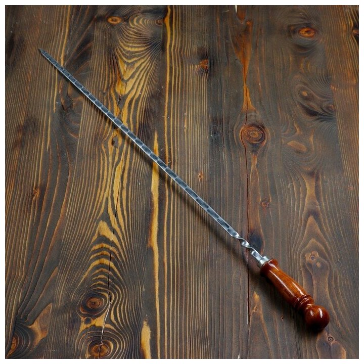 Шампур узбекский 82см, деревянная ручка, (рабочая часть 60см), с узором - фотография № 1