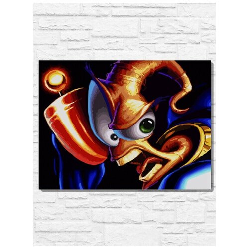 Картина по номерам на холсте игра Earthworm Jim (Sega, Сега, 16 bit, 16 бит, ретро приставка) - 9857 Г 30x40 картина по номерам на холсте игра earthworm jim sega сега 16 bit 16 бит ретро приставка 9857 г 30x40